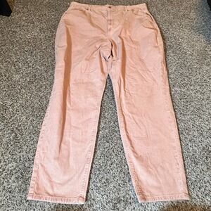 American Eagle Curvy Mom Jean Corduroy Pant Pink High Rise Tapered Women 22 Long